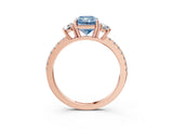Rose gold Three-Stone Fancy Blue Radiant Cut Cut Diamond Pavé Band with Prong Setting_18