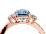 Rose gold Three-Stone Fancy Blue Radiant Cut Cut Diamond Pavé Band with Prong Setting_19