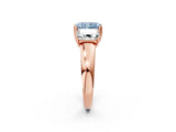 Rose gold Three-Stone Fancy Blue Radiant Cut Cut Diamond Ring with Channel Set Band and Four-Prong Setting_2