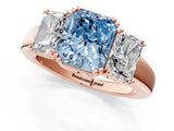 Rose gold Three-Stone Fancy Blue Radiant Cut Cut Diamond Ring with Channel Set Band and Four-Prong Setting_25
