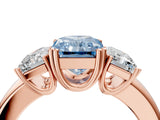 Rose gold Three-Stone Fancy Blue Radiant Cut Cut Diamond Ring with Channel Set Band and Four-Prong Setting_4