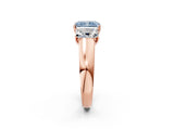 Rose gold Three-Stone Fancy Blue Radiant Cut Cut Diamond Ring with Prong Setting and Classic Band_2