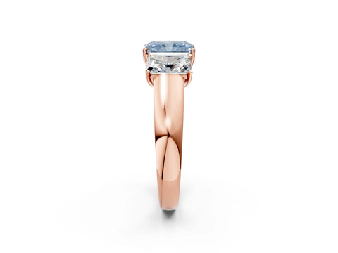Rose gold Three-Stone Fancy Blue Radiant Cut Cut Diamond Ring with Prong Setting and Classic Band_2