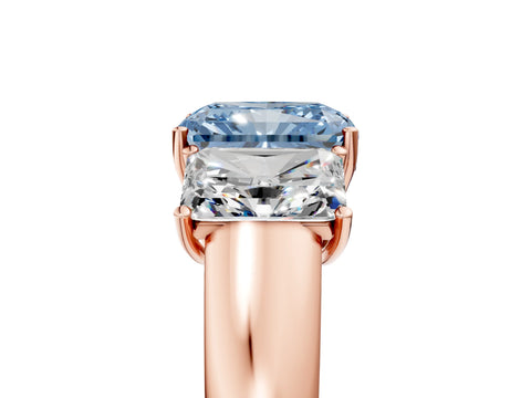 Rose gold Three-Stone Fancy Blue Radiant Cut Cut Diamond Ring with Prong Setting and Classic Band_5