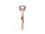 Rose gold Three-Stone Fancy Blue Radiant Cut Cut Diamond Ring with Trillion Side Stones and Four-Prong Setting_5