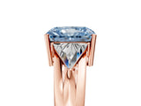 Rose gold Three-Stone Fancy Blue Radiant Cut Cut Diamond Ring with Trillion Side Stones on a Split Shank Band_5