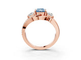 Rose gold Three-Stone Fancy Blue Radiant Cut Cut Diamond Split Shank Prong Set Ring_15