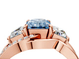 Rose gold Three-Stone Fancy Blue Radiant Cut Cut Diamond Split Shank Prong Set Ring_16