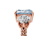 Rose gold Three-Stone Fancy Blue Radiant Cut Cut Milgrain Band Prong Setting Ring_5