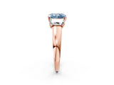 Rose gold Three-Stone Fancy Blue Radiant Cut Cut Solitaire Ring with Classic Prong Setting_2