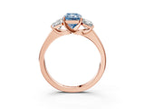 Rose gold Three-Stone Fancy Blue Radiant Cut Cut Solitaire Ring with Classic Prong Setting_3