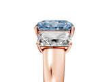 Rose gold Three-Stone Fancy Blue Radiant Cut Cut Solitaire Ring with Classic Prong Setting_5