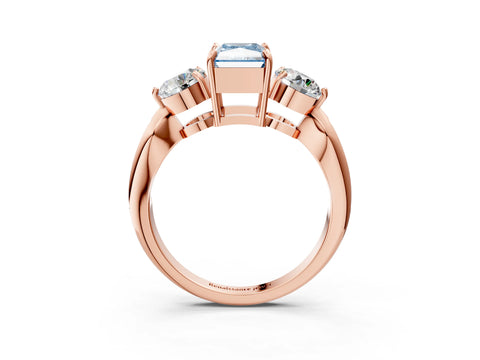 Rose gold Three-Stone Fancy Blue Radiant Cut Diamond Channel Set Engagement Ring with Prong Setting_15