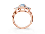 Rose gold Three-Stone Fancy Blue Radiant Cut Diamond Channel Set Engagement Ring with Prong Setting_3