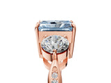 Rose gold Three-Stone Fancy Blue Radiant Cut Diamond Channel Set Engagement Ring with Prong Setting_5