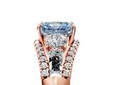 Rose gold Three-Stone Fancy Blue Radiant Cut Diamond Engagement Ring with Pave Band and Prong Setting_5