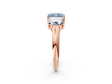 Rose gold Three-Stone Fancy Blue Radiant Cut Diamond Engagement Ring with Prong Setting_5