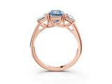 Rose gold Three-Stone Fancy Blue Radiant Cut Diamond Engagement Ring with Prong Setting_6
