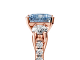 Rose gold Three-Stone Fancy Blue Radiant  Cut Diamond Pavé Band with Four-Prong Setting_33