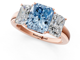 Rose gold Three-Stone Fancy Blue Radiant  Cut Diamond Ring with Channel-Set Band and Four-Prong Setting_50
