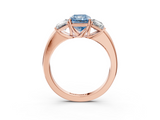 Rose gold Three-Stone Fancy Blue Radiant  Cut Diamond Ring with Channel-Set Band and Four-Prong Setting_52