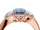 Rose gold Three-Stone Fancy Blue Radiant  Cut Diamond Ring with Channel-Set Band and Four-Prong Setting_53