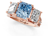 Rose gold Three-Stone Fancy Blue Radiant  Cut Diamond Ring with Channel-Set Band and Four-Prong Setting_66