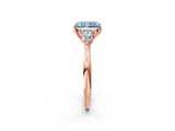 Rose gold Three-Stone Fancy Blue Radiant Cut Diamond Ring with Pear  Side Stones in Four-Prong Setting_14