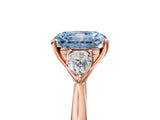 Rose gold Three-Stone Fancy Blue Radiant Cut Diamond Ring with Pear  Side Stones in Four-Prong Setting_17