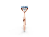 Rose gold Three-Stone Fancy Blue Radiant Cut Diamond Ring with Pear  Side Stones in Four-Prong Setting_50