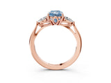 Rose gold Three-Stone Fancy Blue Radiant Cut Diamond Ring with Pear  Side Stones in Four-Prong Setting_51
