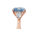 Rose gold Three-Stone Fancy Blue Radiant Cut Diamond Ring with Pear  Side Stones in Four-Prong Setting_53