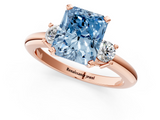 Rose gold Three-Stone Fancy Blue Radiant  Cut Diamond Solitaire with Prong Setting and Classic Band_45