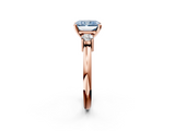 Rose gold Three-Stone Fancy Blue Radiant  Cut Diamond Solitaire with Prong Setting and Classic Band_46