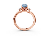 Rose gold Three-Stone Fancy Blue Radiant  Cut Diamond Solitaire with Prong Setting and Classic Band_47