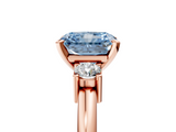 Rose gold Three-Stone Fancy Blue Radiant  Cut Diamond Solitaire with Prong Setting and Classic Band_49