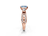 Rose gold Three-Stone Fancy Blue Radiant  Cut Diamond Twist Band with Prong Setting_52