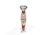 Rose gold Three-Stone Fancy Blue Radiant  Cut Diamond Twist Band with Prong Setting_53