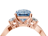 Rose gold Three-Stone Fancy Blue Radiant  Cut Diamond Twist Band with Prong Setting_55