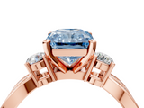 Rose gold Three-Stone Fancy Blue Radiant  Cut Diamond Twist Band with Prong Setting_56