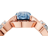 Rose gold Three-Stone Fancy Blue Radiant Cut Diamond Wave Pave Band with Prong Setting_10