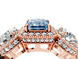 Rose gold Three-Stone Fancy Blue Radiant Cut Halo Diamond Milgrain Band with Four-Prong Setting_4