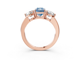Rose gold Three-Stone Fancy Blue Radiant  Cut Solitaire Ring with Prong Setting on a Classic Band_85