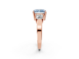 Rose gold Three-Stone Fancy Blue Radiant  Cut Solitaire Ring with Prong Setting_5