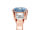 Rose gold Three-Stone Fancy Blue Radiant  Cut Solitaire Ring with Prong Setting_8