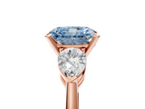 Rose gold Three-Stone Fancy Blue Radiant  Diamond Ring with Pear Side Stones in Four-Prong Setting_64