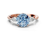 Rose gold Three-Stone Fancy Blue Round Cut Brilliant Diamond Solitaire Ring with Tapered Band and Four-Prong Setting_3