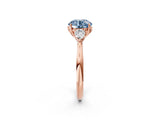 Rose gold Three-Stone Fancy Blue Round Cut Brilliant Diamond Solitaire Ring with Tapered Band and Four-Prong Setting_5
