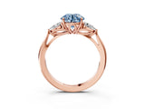 Rose gold Three-Stone Fancy Blue Round Cut Brilliant Diamond Solitaire Ring with Tapered Band and Four-Prong Setting_6