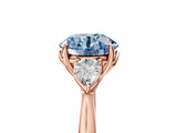 Rose gold Three-Stone Fancy Blue Round Cut Brilliant Diamond Solitaire Ring with Tapered Band and Four-Prong Setting_8